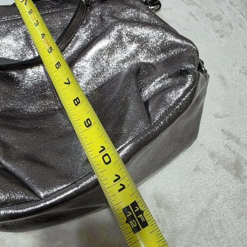 COACH Brooke Handbag Leather Pewter Metallic Hobo Purse F17165 Silver Hardware - Picture 8 of 12